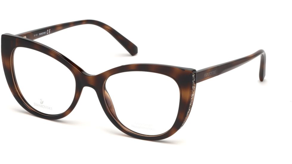 Swarovski SK5291 Eyeglass Frames - Dark Havana Frame Color