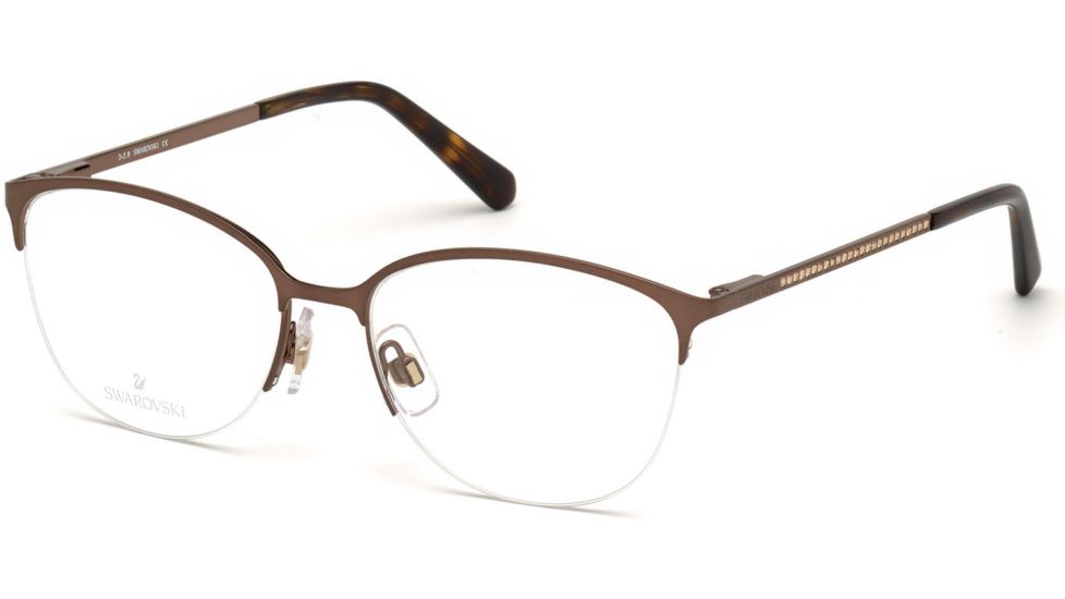 Swarovski SK5296 Prescription Eyeglasses - Matte Dark Brown Frame, Matte Dark Brown Lenses, 52 mm Lens Diameter SK529652049