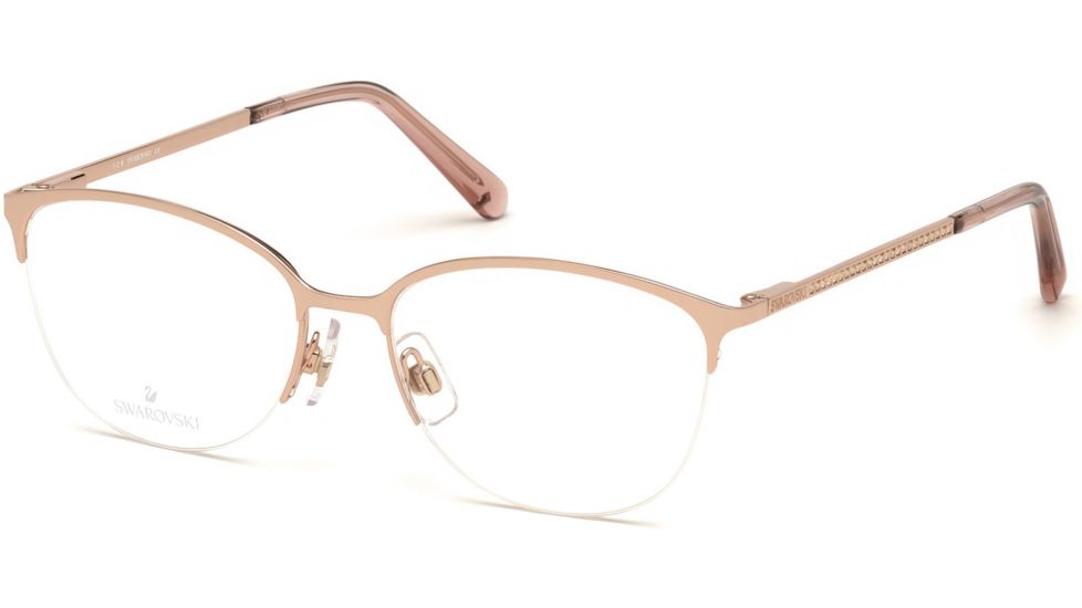 Swarovski SK5296 Prescription Eyeglasses - Shiny Rose Gold Frame, Shiny Rose Gold Lenses, 52 mm Lens Diameter SK529652028