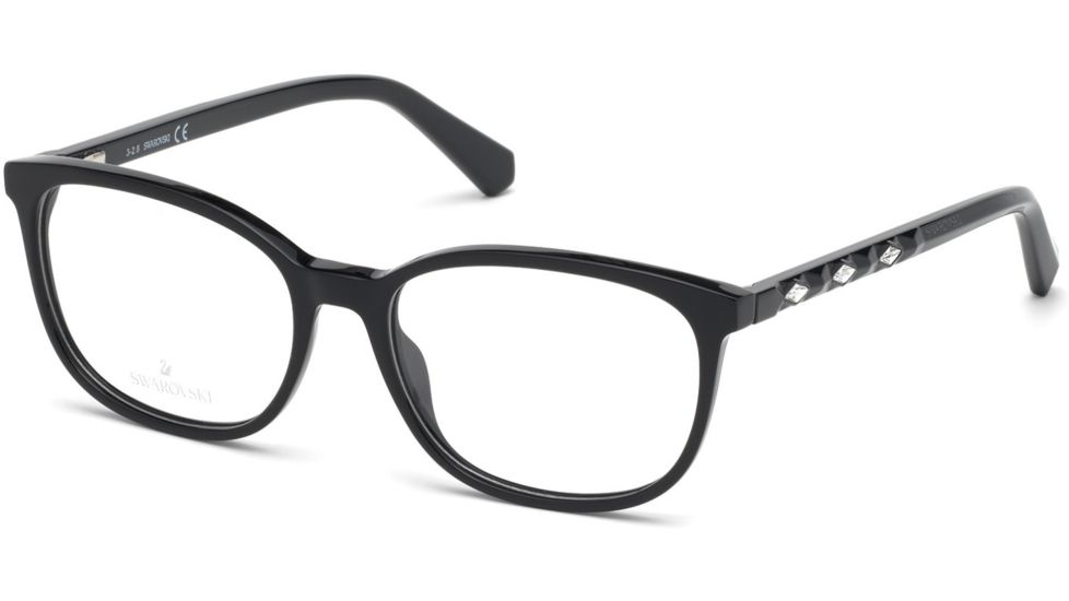 Swarovski SK5300-F Prescription Eyeglasses - Shiny Black Frame, Shiny Black Lenses, 54 mm Lens Diameter SK5300-F54001
