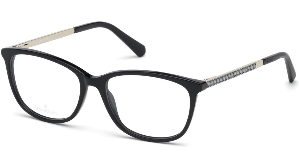 Swarovski SK5308-F Progressive Prescription Eyeglasses - Shiny Black Frame, Shiny Black Lenses, 53 mm Lens Diameter SK5308-F53001