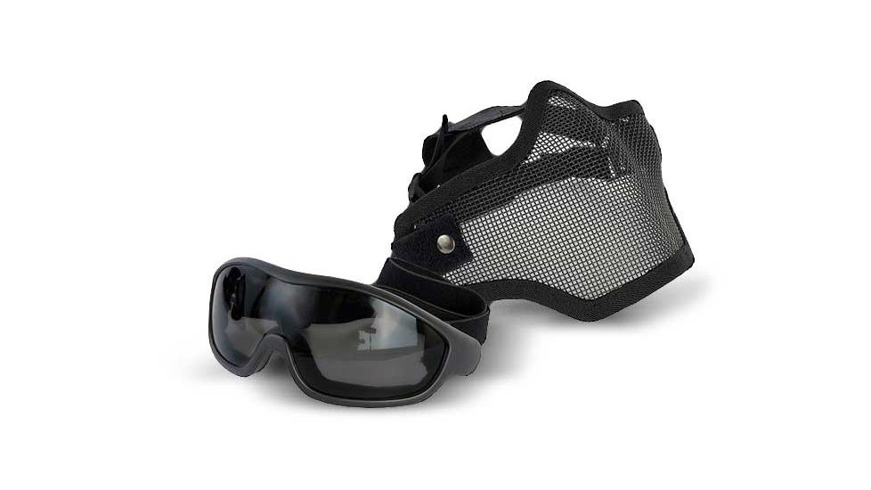 Combo Airsoft Mask &amp; Tactical Goggles, Black