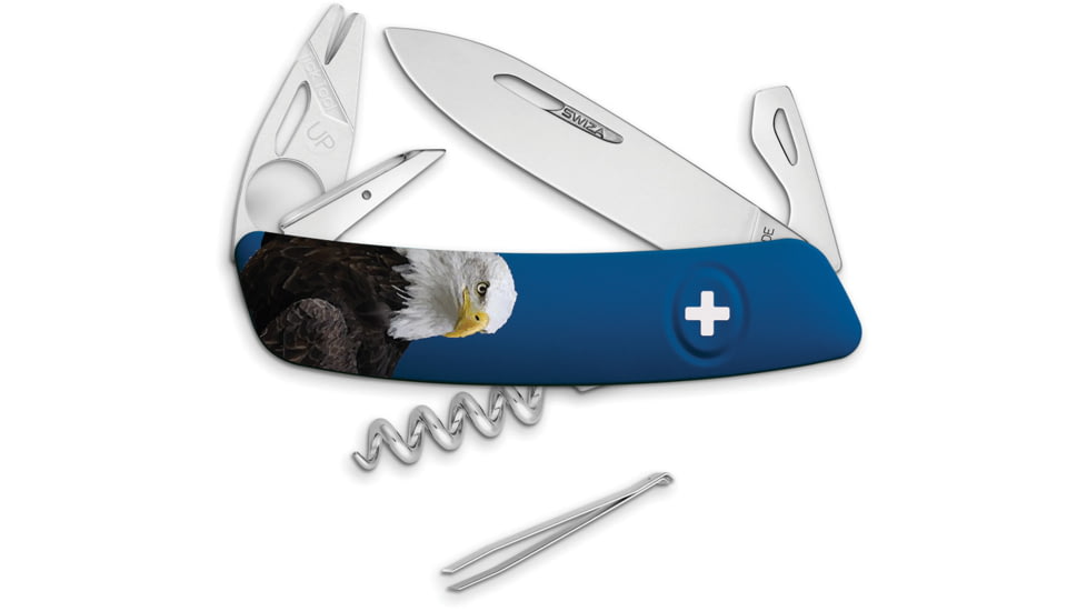 Swiza TT03 Tick Tool Eagle Folding Knife, 3.75 closed, Blue synthetic handle, KNB.0070.W001