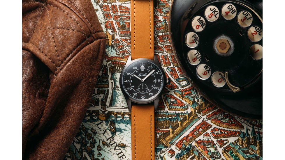 Szanto Heritage Aviator Watches, Black Dial, Tan Strap, Gun Gray, One Size, SZ 2757