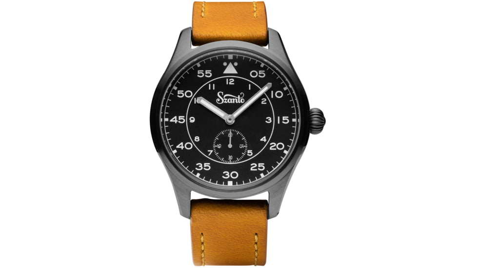 Szanto Heritage Aviator Watches, Black Dial, Tan Strap, Gun Gray, One Size, SZ 2757