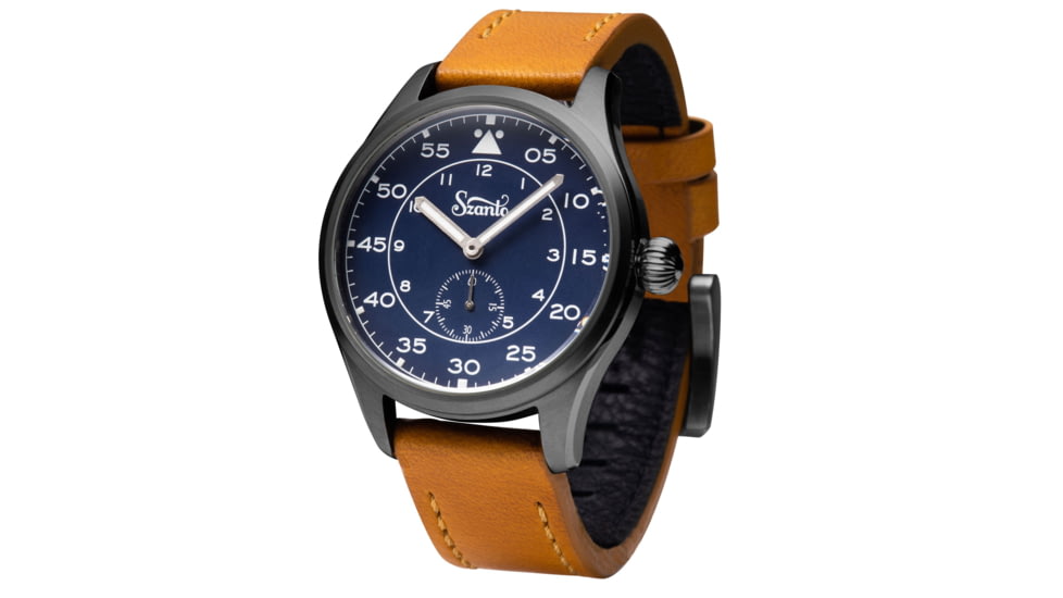 Szanto Heritage Aviator Watches, Blue Dial, Tan Strap, Gun Gray, One Size, SZ 2756