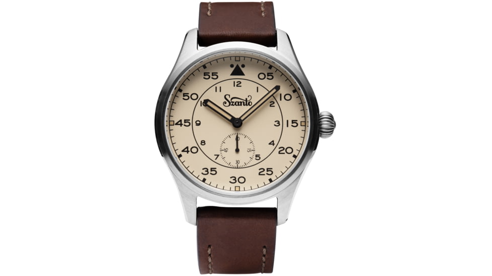 Szanto Heritage Aviator Watches, Ivory Dial, Brown Strap, Steel, One Size, SZ 2752