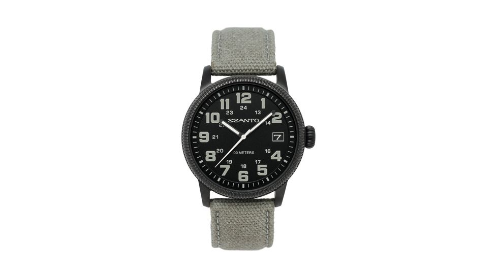 Szanto Mens 1100 Series Watch,Black Dial,Light Grey Strap,42mm Dia. SZ 1103