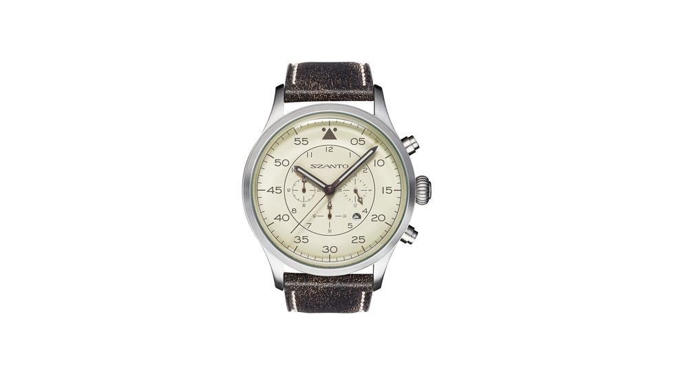 Szanto Mens 2600 Series Watch,Cream Dial,Black Strap,46mm Dia. SZ 2603