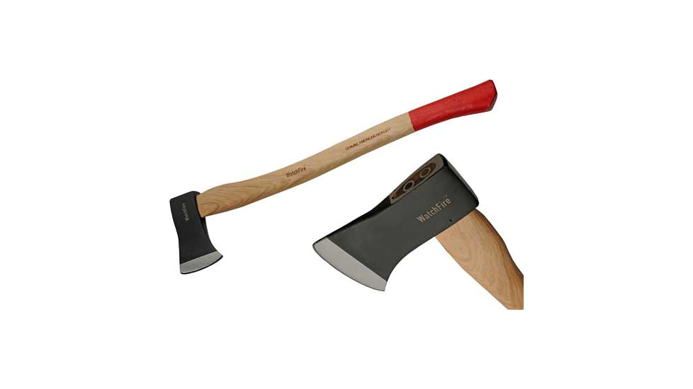 Rite Edge 28-inch Hickory Camp Axe, 5in Stainless Steel Blade, Wood Handle, Red Grip, AX6802