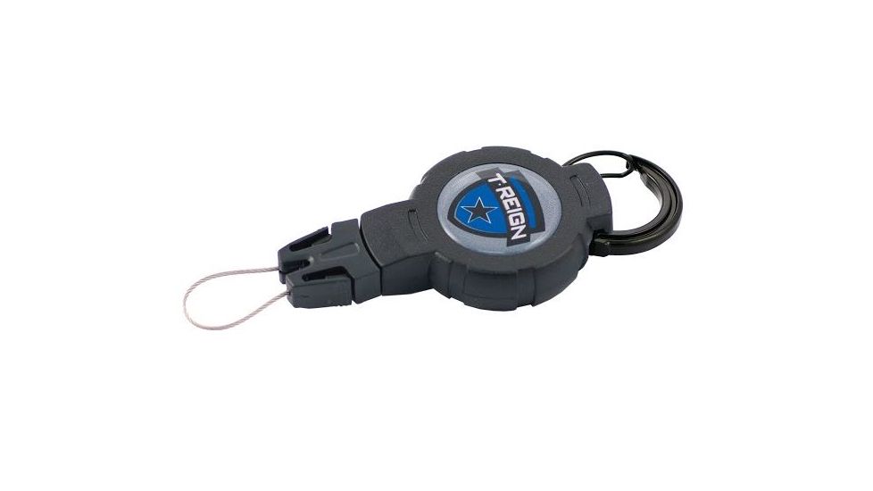 T-Reign Medium Retractable Gear Tether Outdoor Series, 6oz w- 36in KEVLAR Cord, Carabiner, Black, Medium 0TRG-421