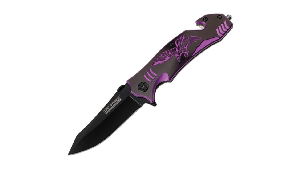 Tac Force A/O Speedster Eagle Folding Knife,4.75in closed,Assisted Opening Blade,Black And Purple Alum Handle TF806BP