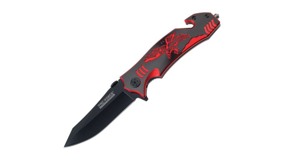 Tac Force A/O Speedster Eagle Folding Knife,4.75in closed,Assisted Opening Blade,Black And Red Alum Handle TF806BR