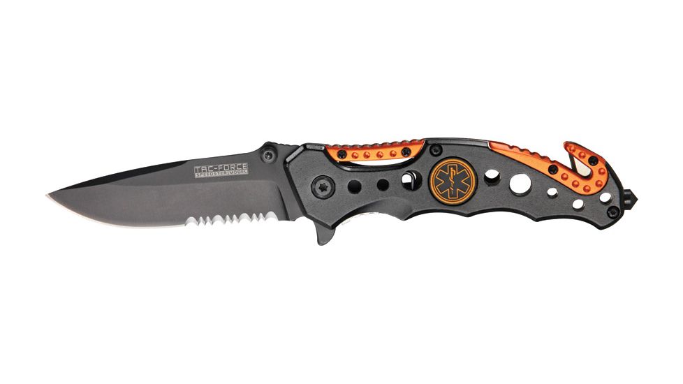 Tac Force A/O Speedster Fold Knife, black finish SS blade, black composite handle TF723EM