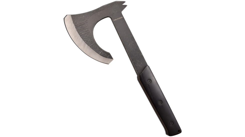 TAC Force Axe, 5 stonewash finish 3Cr13 stainless axe head with , Black pakkawood handle, TF-AXE002SW