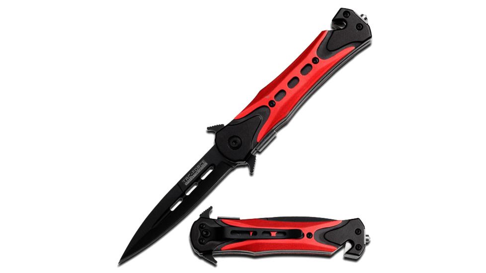 TAC Force Black Spear Blade Spring Assist Knife, Red TF 719RD