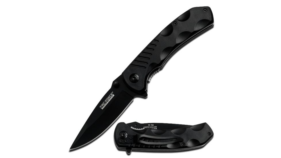 TAC Force Black SS Blade Fold Knife, Black TF 764BK