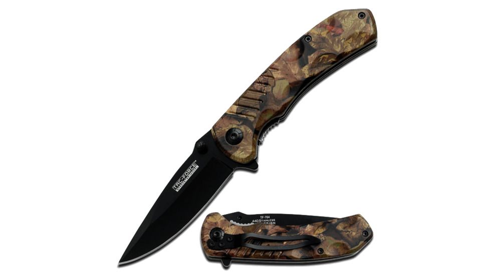 TAC Force Black SS Blade Fold Knife, Camo TF 764CA