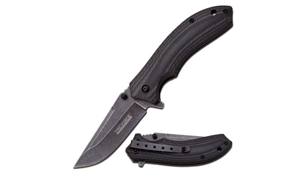 TAC Force Folding Blade, 3.25in, Stainless Steel Blade, Black And Light Gray Two Tone G10 Handle TF-838D