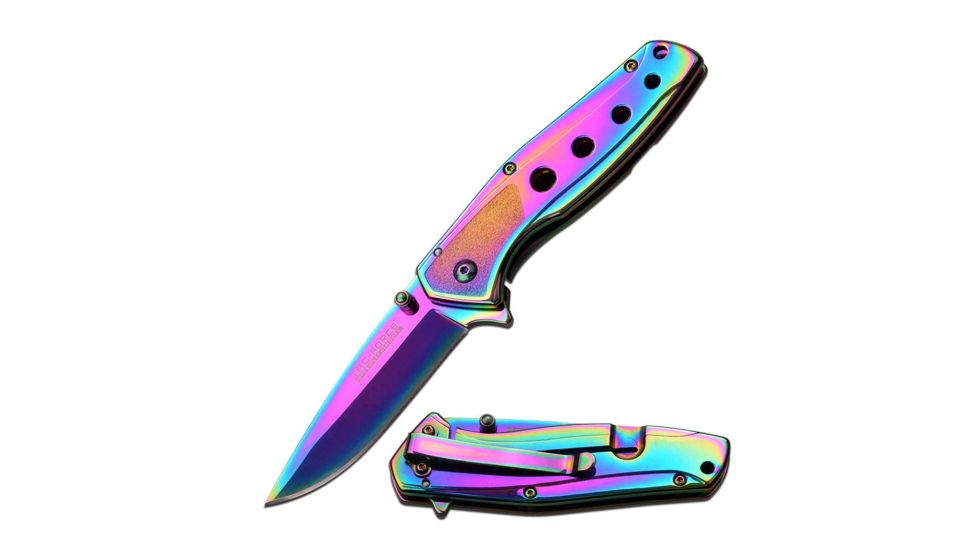 TAC Force Folding Blade, 3in, Stainless Steel Blade, Rainbow Ti-Coated Stainless Steel Handle TF-926RB