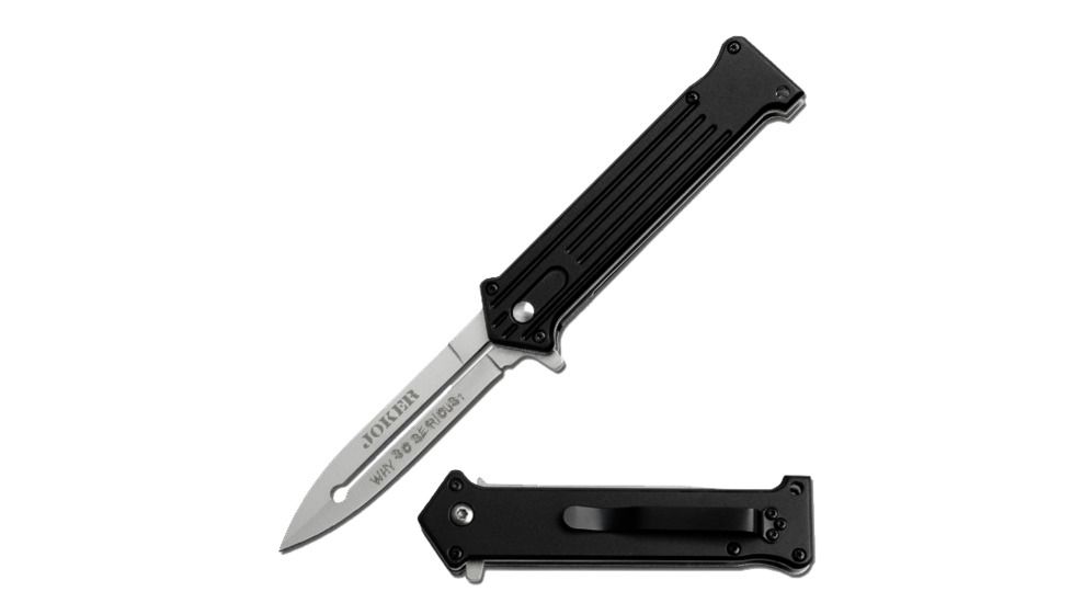 TAC Force Spring Joker Knife; with Clip, Black TF 457BS