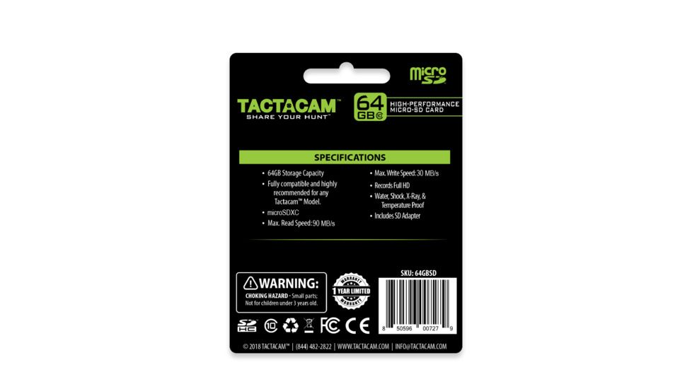 Tactacam Ultra MicroSD Memory Card, 64GB, Black 64GBSD