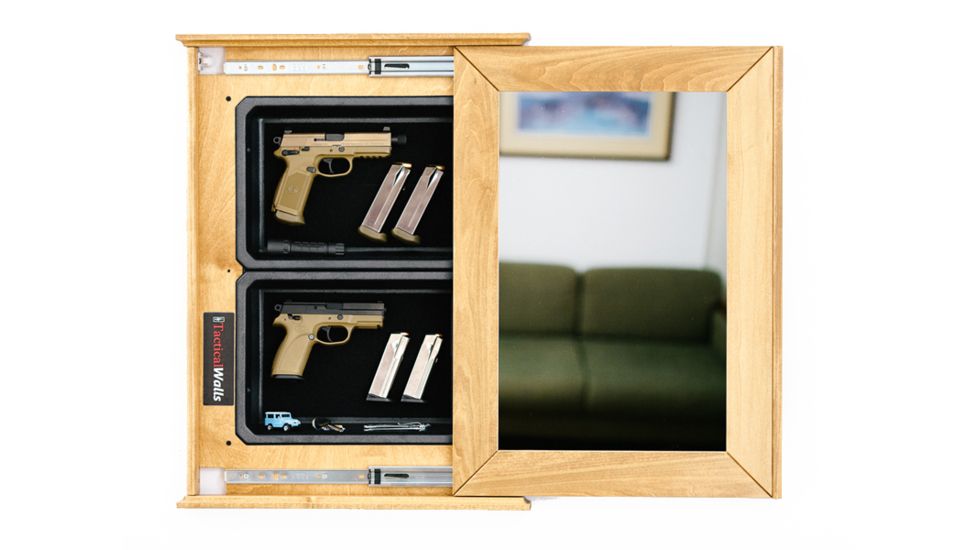Tactical Walls 1420 Sliding Mirror Bundle, Inserts Mirror Cover, 2 Large Attachment Magnets, Early American, BM20SLEABKMRN52