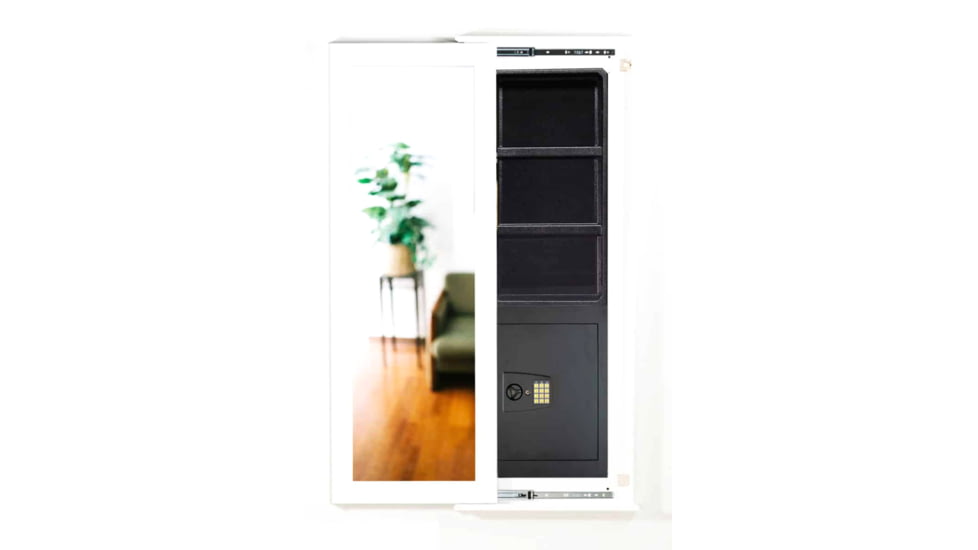Tactical Walls 1450 Sliding Mirror Bundle, Inserts And Safe Mirror Cover, 2 Large and 1 Small Attachment Magnets, White, BM50SLWTSAFEM2N52