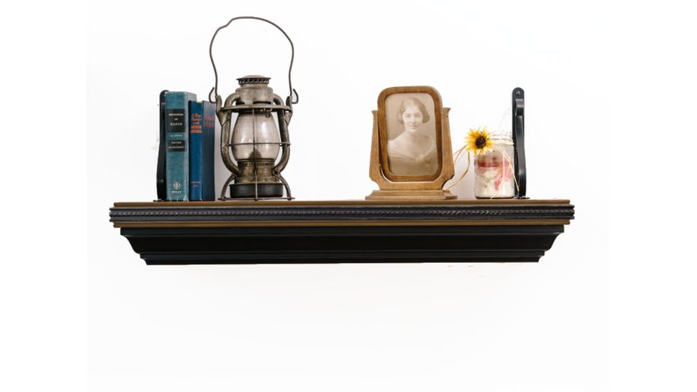 Tactical Walls 825 Pistol Length Shelf, Dutch Walnut with Rope Trim, 825 0825MLDWR