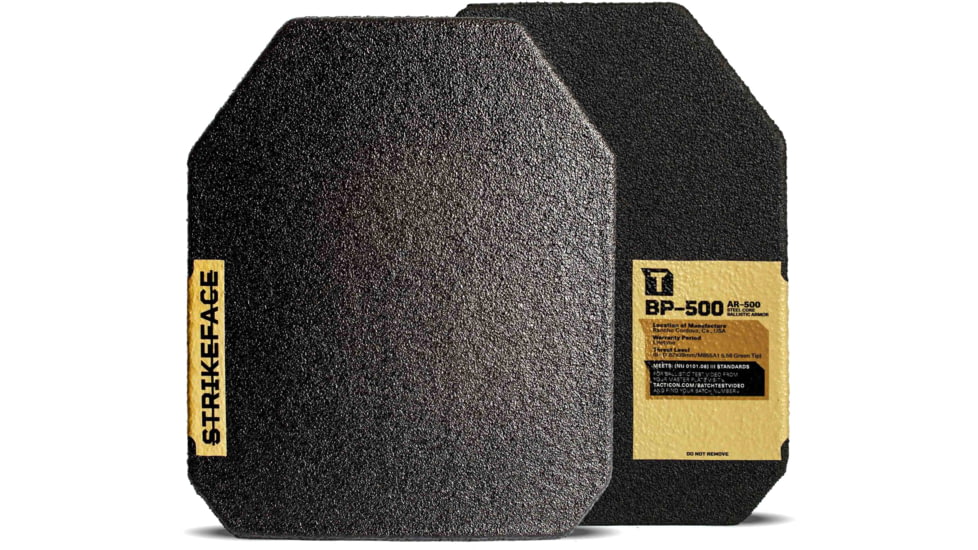 Tacticon Armament AR500 Level 3 Body Armor Plates, 8x10 in, SAPI Cut, Black, STL500-8x10-SAPI