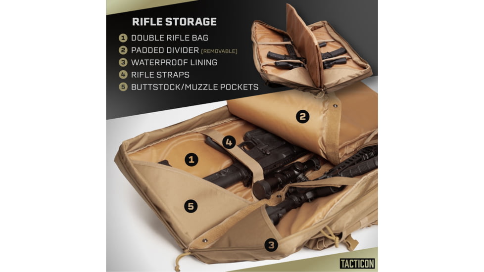 Tacticon Armament BattleBag Double Rifle Bag, 42 in, Tan, BB42TN