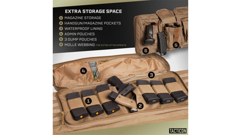 Tacticon Armament BattleBag Double Rifle Bag, 42 in, Tan, BB42TN