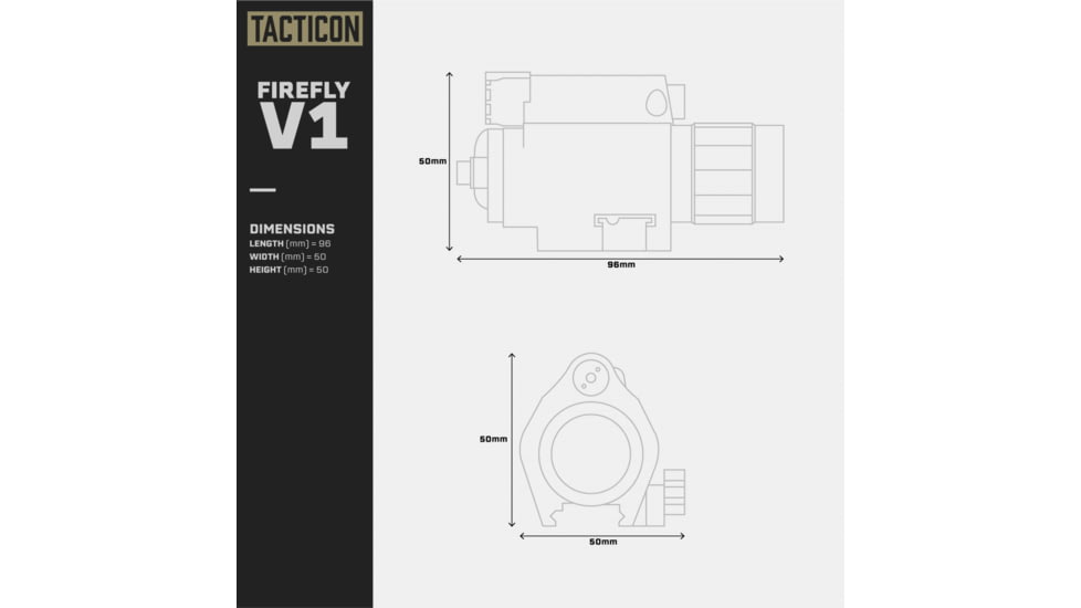 Tacticon Armament Firefly V1 Pistol and Rifle Laser/Flashlight Combo, Red Laser, Black, FRL10