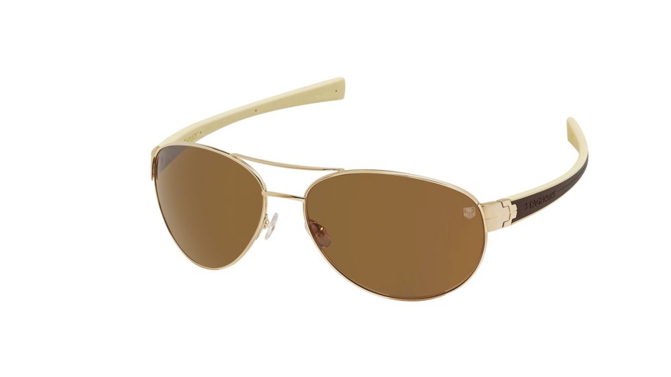 Tag Heuer 0253 Progressive Prescription Sunglasses, Gold Frame - Dark Brown/Ivory Temples Frame, Outdoor Brown Lens-0253-705PR