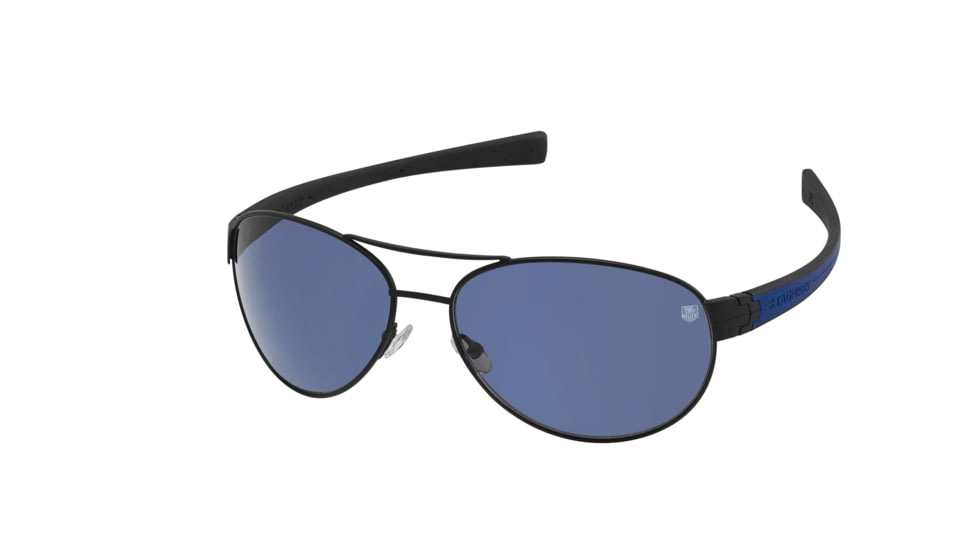 Tag Heuer 0253 Progressive Prescription Sunglasses, Matte Black Frame - Cobalt Blue/Black Temples Frame, Polarized Watersport Lens, 0253-404PR
