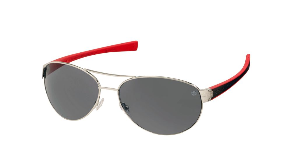 Tag Heuer 0253 Progressive Prescription Sunglasses, Pure Frame - Black/Red Temples Frame, Outdoor Grey Lens-0253-102PR
