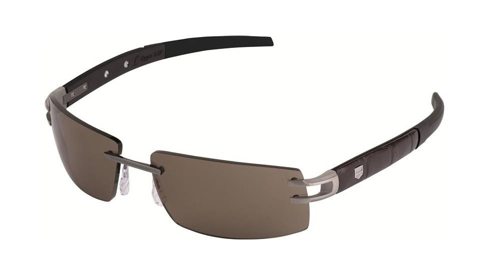 Tag Heuer 0401 Progressive Prescription Sunglasses, Pure Frame - Black/Alligator/Matte Brown Temples Frame, Outdoor Brown Lens-0401-201PR