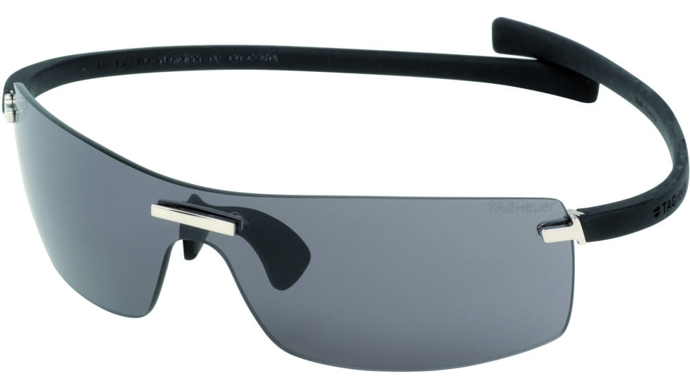 Tag Heuer Rimless Curve Sunglasses, Shiny Palladium Frame/Black Temples, Grey Outdoor Lens 5104-101