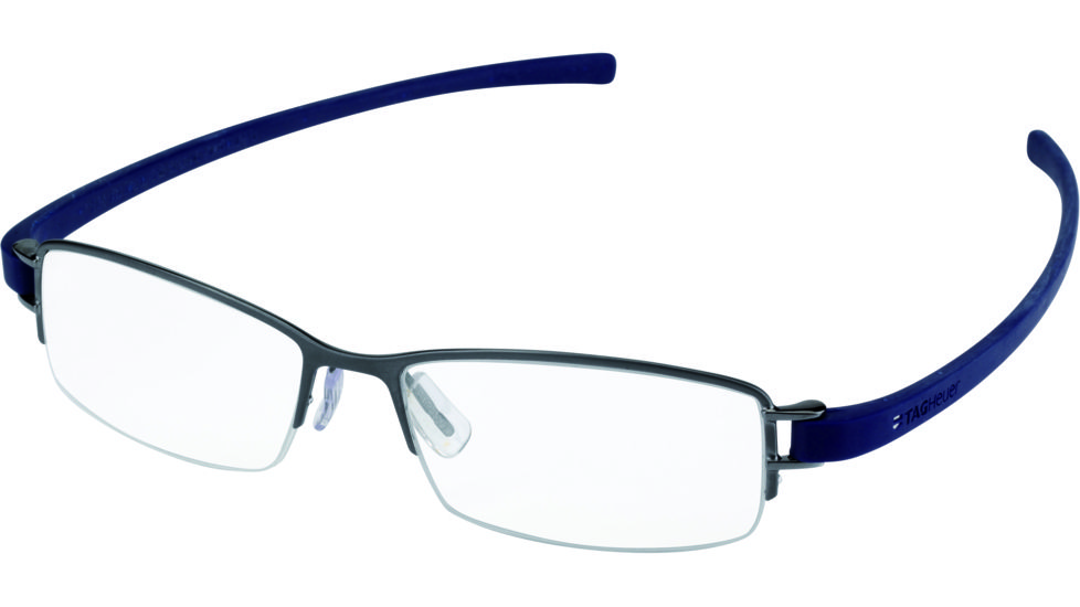 Tag Heuer Track Eyeglasses, Anthracite Ceramic Frame/Smart Blue Temples, Clear Lens 7201-016