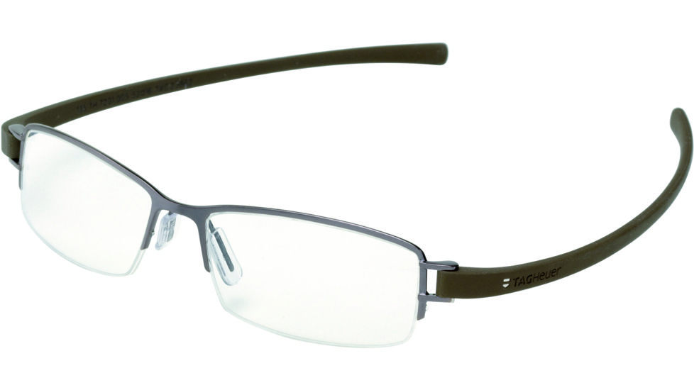 Tag Heuer Track Eyeglasses, Chocolate Ceramic Frame/Havana Temples, Clear Lens 7201-005