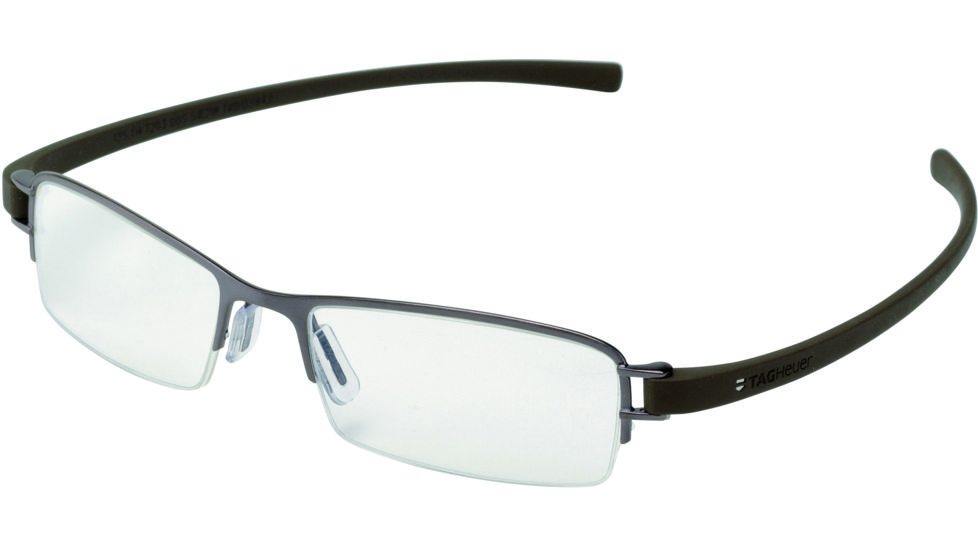 Tag Heuer Track Eyeglasses, Chocolate Ceramic Frame/Havana Temples, Clear Lens 7203-005
