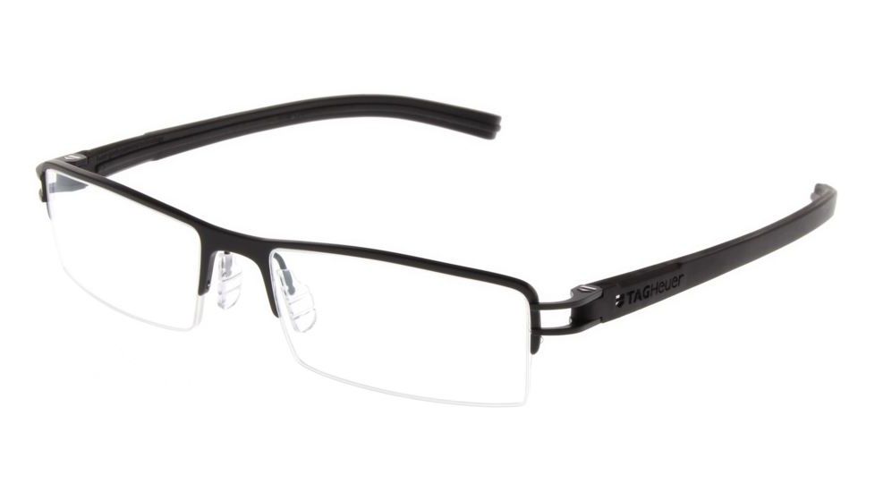 Tag Heuer Track S Eyeglasses, Black Frame/Black Black Temples, Clear Lens 7623-001