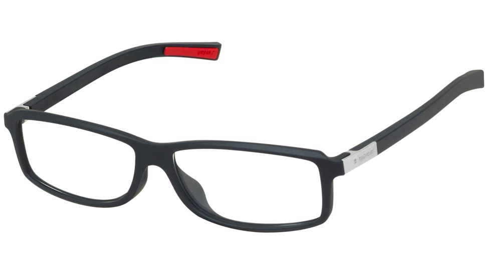 Tag Heuer Urban 7 Eyeglasses, Matte Black Frame/Red Temples, Clear Lens 0514-001