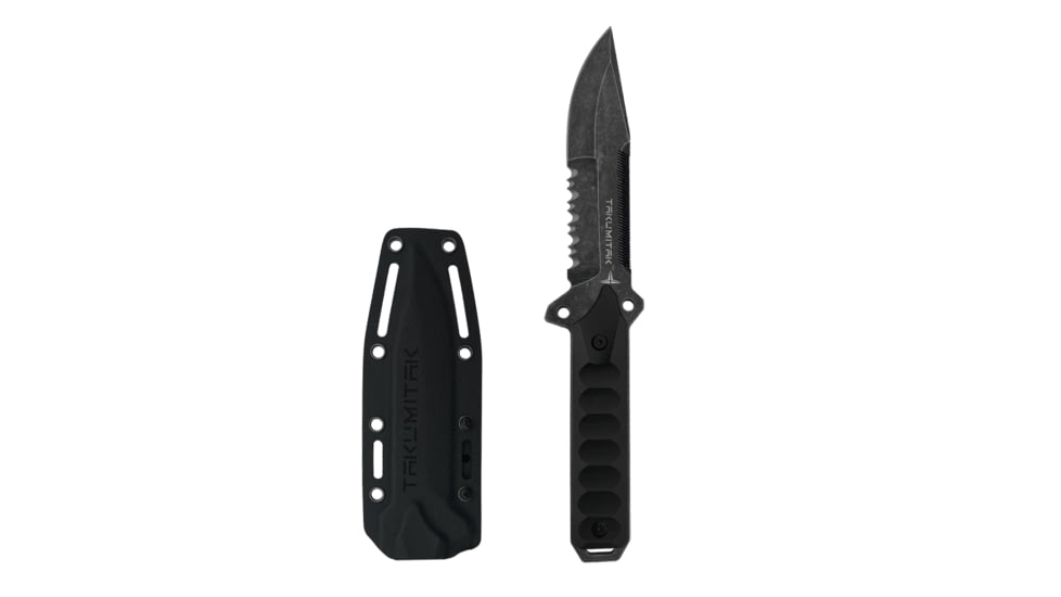 Takumitak Escort Fixed Blade Knife, 5.5in, D2, Drop Point, G10 Handle, Black Stonewash, TKF213SW