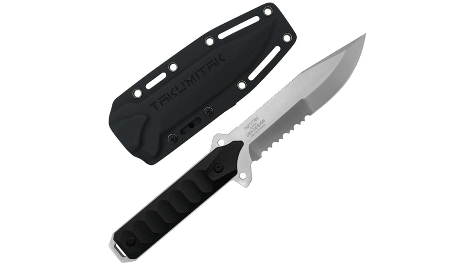 Takumitak Escort Fixed Blade Knife, 5.5in, D2, Drop Point, G10 Handle, Silver, TKF213SL