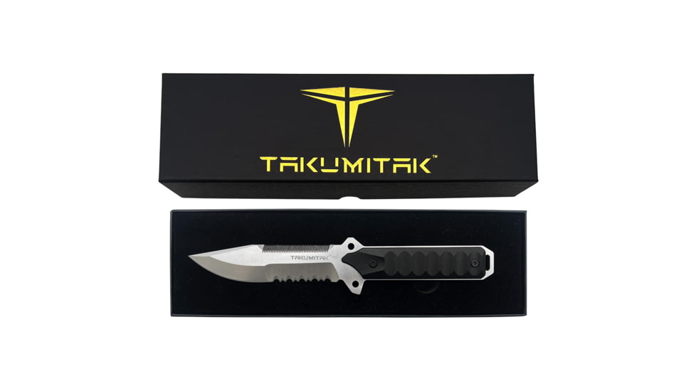 Takumitak Escort Fixed Blade Knife, 5.5in, D2, Drop Point, G10 Handle, Silver, TKF213SL