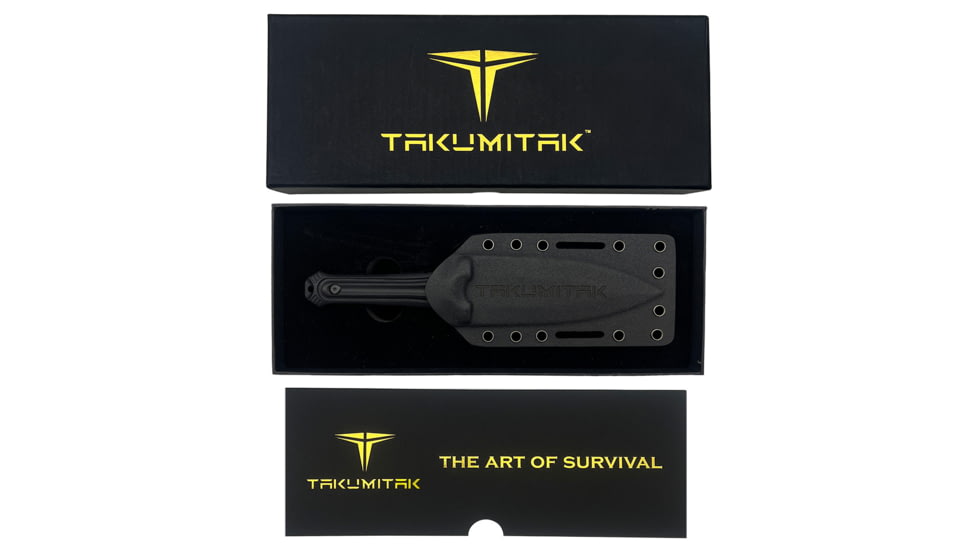 Takumitak Sentinel Fixed Blade Knife, 5.5in, D2, Spear Point, G10 Handle, Black, TKF203BK