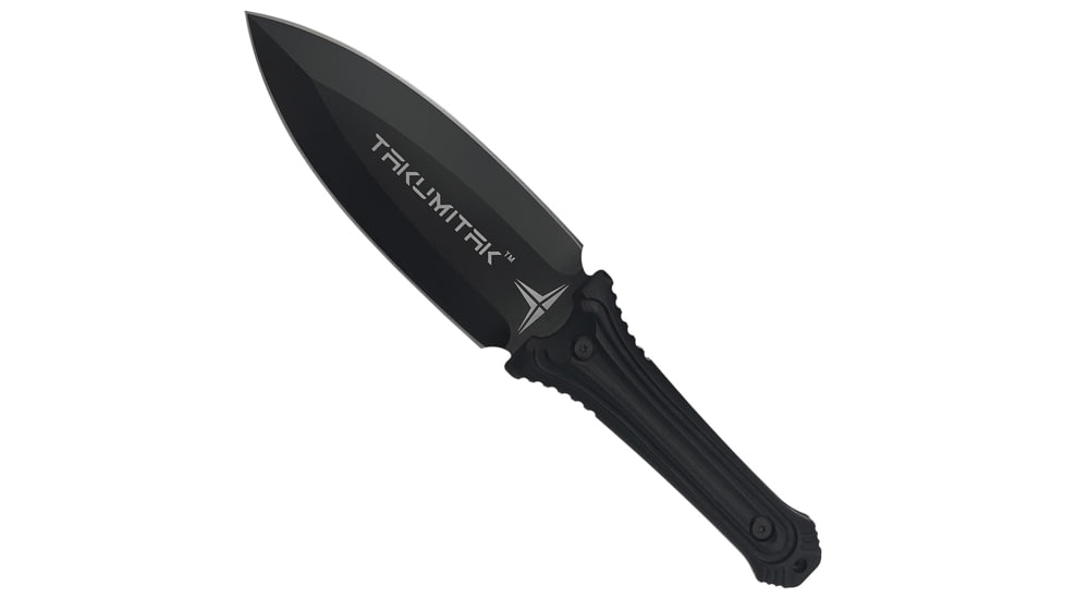 Takumitak Sentinel Fixed Blade Knife, 5.5in, D2, Spear Point, G10 Handle, Black, TKF203BK