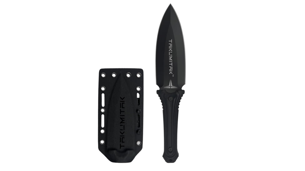 Takumitak Sentinel Fixed Blade Knife, 5.5in, D2, Spear Point, G10 Handle, Black, TKF203BK