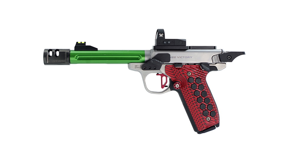 TANDEMKROSS Hivebrid G10 Panel Grips For Smith &amp; Wesson SW22 Victory, Red with Black, TK23N0400RED1